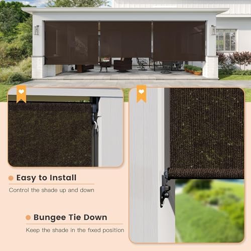 VICLLAX Outdoor Roller Shade (6' W×6' L), Patio Cordless Roller Blinds, Exterior Roll Up Shade with Spliced, alternate view 3