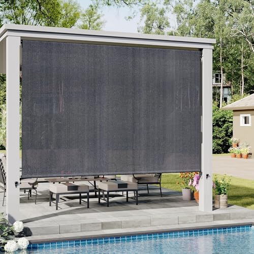 VICLLAX Outdoor Roller Shade (7' W×8' L), Patio Cordless Roller Blinds, Exterior Roll Up Shade with Spliced