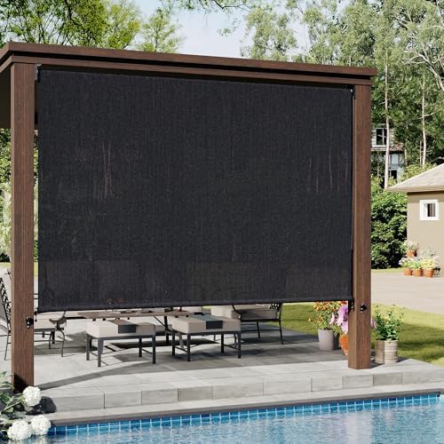 VICLLAX Outdoor Roller Shade (84" W×96" H), Patio Corded Roller Blinds, Exterior Roll Up Shade with Spliced