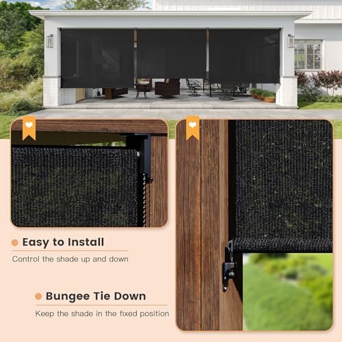 VICLLAX Outdoor Roller Shade (84" W×96" H), Patio Corded Roller Blinds, Exterior Roll Up Shade with Spliced, alternate view 3