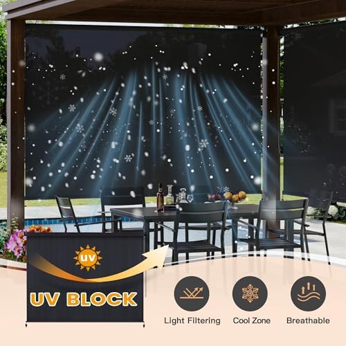 VICLLAX Outdoor Roller Shade (84" W×96" H), Patio Corded Roller Blinds, Exterior Roll Up Shade with Spliced, alternate view 4