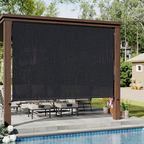 VICLLAX Outdoor Roller Shade (9' W×8' L), Patio Cordless Roller Blinds, Exterior Roll Up Shade with Spliced