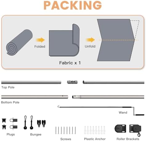 VICLLAX Outdoor Roller Shade (9' W×8' L), Patio Cordless Roller Blinds, Exterior Roll Up Shade with Spliced, alternate view 4