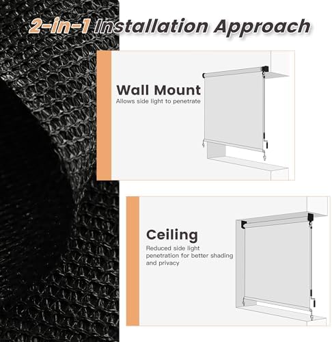 VICLLAX Outdoor Roller Shade (9' W×8' L), Patio Cordless Roller Blinds, Exterior Roll Up Shade with Spliced, alternate view 7