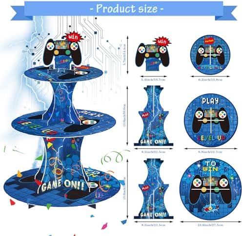 Video Game Cupcake Stand 3-Tier Video Game Party Supplies Game Theme in Video Game, alternate view 3
