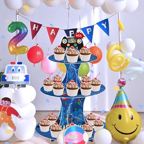 Video Game Cupcake Stand 3-Tier Video Game Party Supplies Game Theme in Video Game, alternate view 6