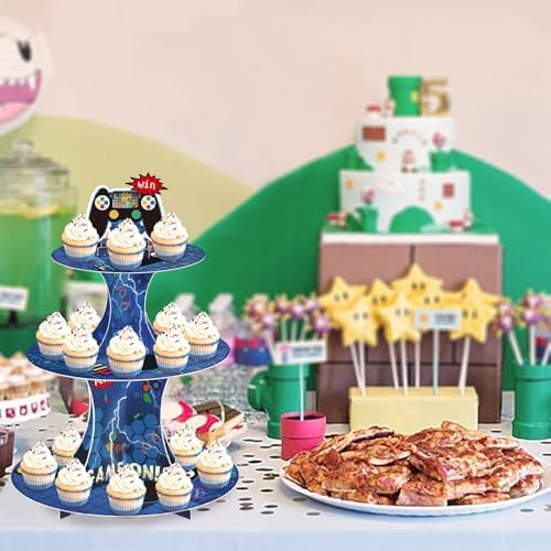 Video Game Cupcake Stand 3-Tier Video Game Party Supplies Game Theme in Video Game, alternate view 7