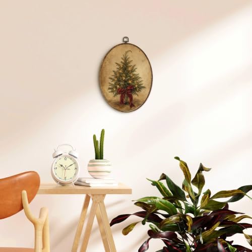 Vintage Antique Christmas Tree Farmhouse Oval Wall Art 8.5x11.5in, alternate view 2