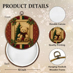 Vintage Christmas Bear Round Framed Wall Art 10"x10", alternate view 2