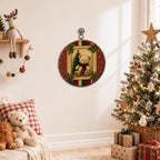Vintage Christmas Bear Round Framed Wall Art 10"x10", alternate view 6
