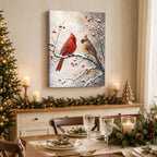 Vintage Christmas Canvas Wall Art, Cardinal Birds Canvas Prints, alternate view 4