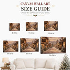 Vintage Christmas Canvas Wall Art, Rustic Winter Town Canvas Prints, alternate view 6