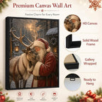 Vintage Christmas Framed Wall Art, Santa and Reindeer Canvas Pictures, alternate view 5