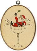 Vintage Christmas Santa Dirty Martini Bar Oval Wall Art 8.5x11.5in