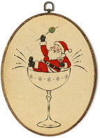 Vintage Christmas Santa Dirty Martini Bar Oval Wall Art 8.5x11.5in