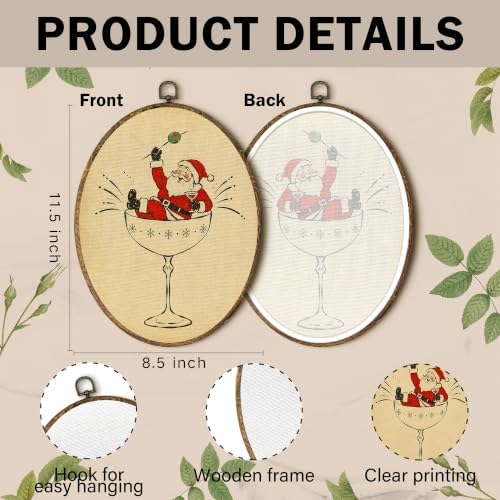 Vintage Christmas Santa Dirty Martini Bar Oval Wall Art 8.5x11.5in, alternate view 7