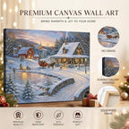 Vintage Christmas Sleigh Canvas Wall Art, Rustic Farm Scene Canvas Prints, alternate view 5