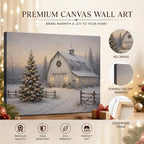 Vintage Christmas Tree Canvas Wall Art, White Barn Christmas Canvas Prints, alternate view 5