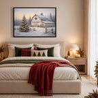 Vintage Framed Christmas Tree Wall Art, White Barn Christmas Canvas Prints, alternate view 3
