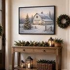 Vintage Framed Christmas Tree Wall Art, White Barn Christmas Canvas Prints, alternate view 4