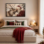 Vintage Framed Christmas Wall Art, Santa and Reindeer Canvas Pictures, alternate view 3