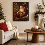Vintage Framed Christmas Wall Art, Santa Claus Reading Canvas Pictures, alternate view 3
