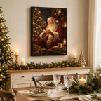 Vintage Framed Christmas Wall Art, Santa Claus Reading Canvas Pictures, alternate view 4