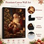Vintage Framed Christmas Wall Art, Santa Claus Reading Canvas Pictures, alternate view 5