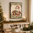 Vintage Framed Christmas Wall Art, Santa Holding Gift Boxes Canvas Pictures, alternate view 4