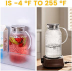 Vintage Glass Pitcher with Lid, 101oz/ 3 Liter Water Pitcher with Handle for Fridge Heat Resistant Borosilicate, alternate