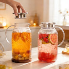 Vintage Glass Pitcher with Lid, 101oz/ 3 Liter Water Pitcher with Handle for Fridge Heat Resistant Borosilicate, alternate