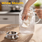 Vintage Glass Pitcher with Lid, 128oz/ 1 Gallon Water Pitcher with Handle for Fridge Heat Resistant Borosilicate, alternate