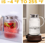 Vintage Glass Pitcher with Lid, 128oz/ 1 Gallon Water Pitcher with Handle for Fridge Heat Resistant Borosilicate, alternate