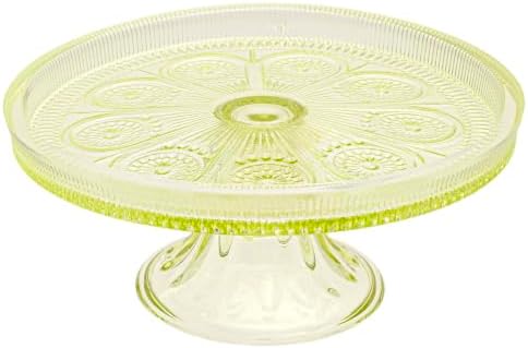Vintage-Inspired Codi Glass Cake Stand, 8.25" x 3.5", Citrine in Citrine