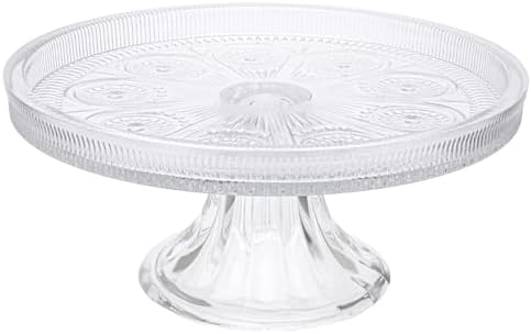 Vintage-Inspired Codi Glass Cake Stand, 8.25" x 3.5", Clear in Clear
