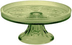 Vintage-Inspired Codi Glass Cake Stand, 8.25" x 3.5", Olive Green in Olive Green
