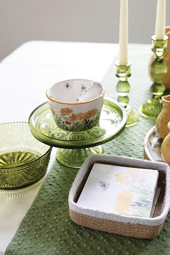 Vintage-Inspired Codi Glass Cake Stand, 8.25" x 3.5", Olive Green in Olive Green, alternate view 2