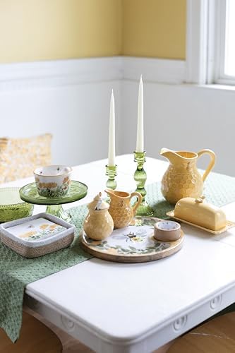 Vintage-Inspired Codi Glass Cake Stand, 8.25" x 3.5", Olive Green in Olive Green, alternate view 3