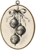 Vintage Neutral Antique Christmas Ornaments Oval Wall Art 8.5x11.5in