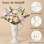 Vintage Pitcher Vases, 4Pcs Metal Flower White Vase with Handle in White, alternate view 6