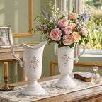 Vintage Pitcher Vases, 4Pcs Metal Flower White Vase with Handle in White, alternate view 7