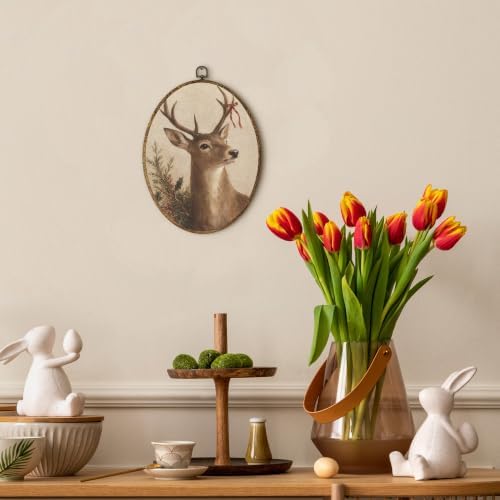 Vintage Rustic Christmas Reindeer Oval Wall Art 8.5x11.5in, alternate view 3