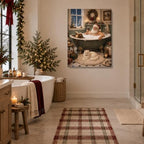 Vintage Santa in Bathtub Canvas Wall Art, Funny Christmas Bathroom Wall Art, alternate view 4