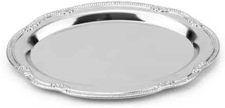 Vintage Silver Serving Trays, Oval Decorative Dinner Plates in Silver