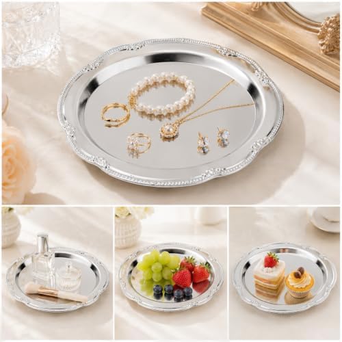 Vintage Silver Serving Trays, Oval Decorative Dinner Plates in Silver, alternate view 7