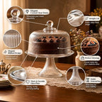 Vintage-Style Crystal Glass Cake Stand with Dome Lid - Elegant Dessert Display & Cake Holder for Cakes, alternate view 3