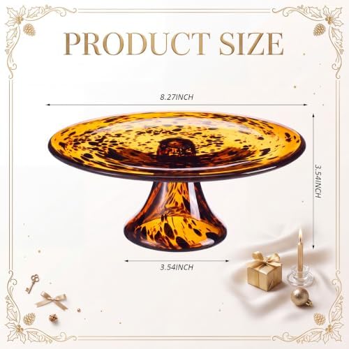 Vintage Tortoise Shell Glass Cake Stand 8.25 Inch Amber Brown in Amber Brown, Tortoise, alternate view 3
