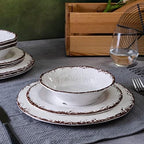 Vintage White Melamine Dinnerware set, 12 Piece Lightweight Dish Set in White, alternate view 2