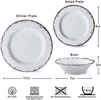 Vintage White Melamine Dinnerware set, 12 Piece Lightweight Dish Set in White, alternate view 3