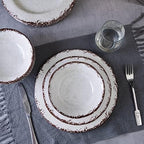 Vintage White Melamine Dinnerware set, 12 Piece Lightweight Dish Set in White, alternate view 4